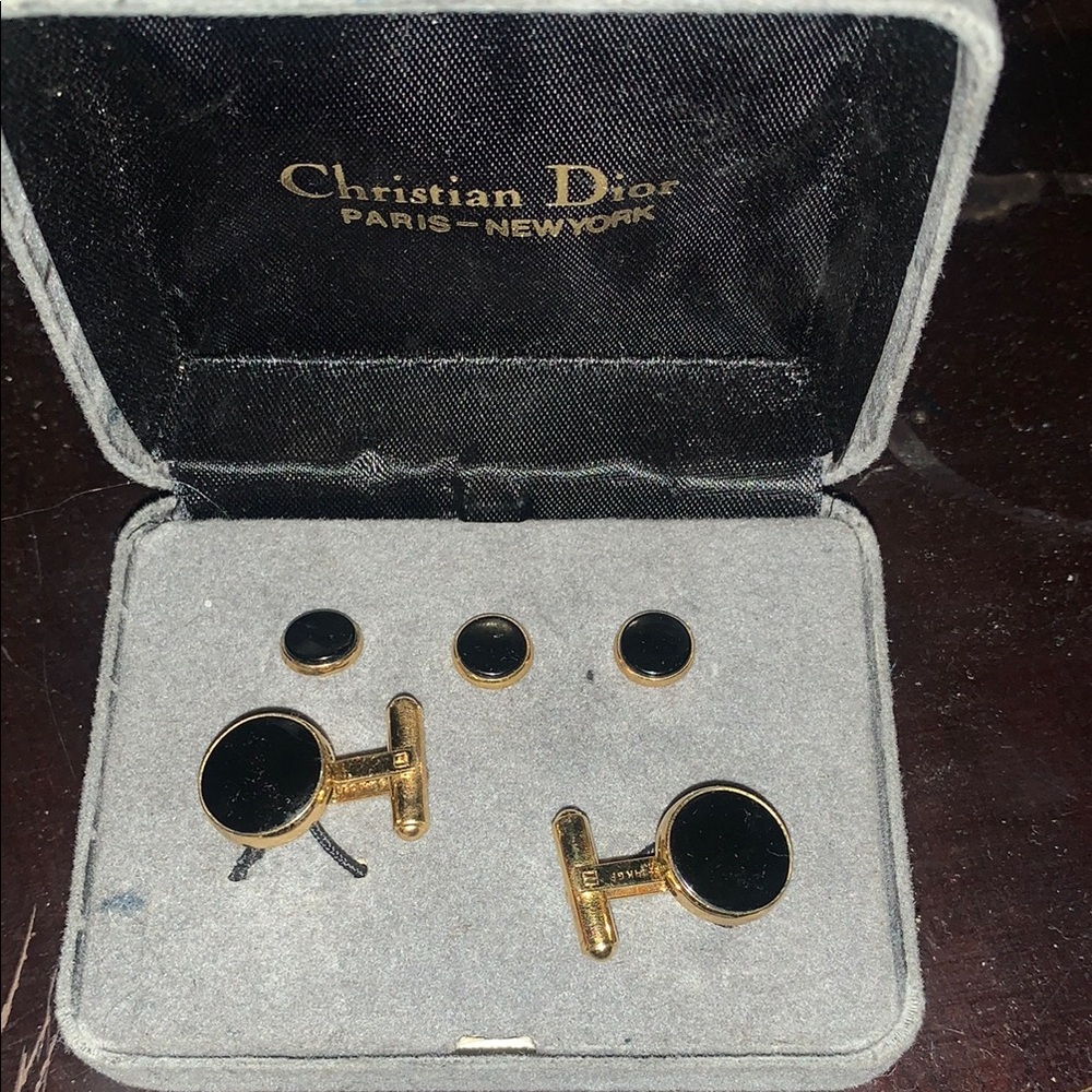 Dior Gold and Black Cuff Links Elegant Accessories